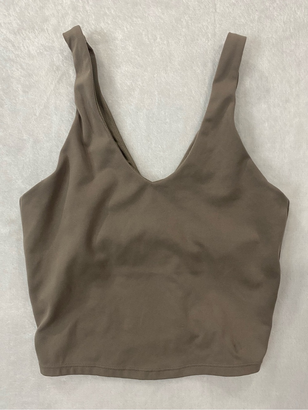 all in motion Khaki Brown V-Neck Crop Tank Top - (XS)